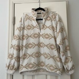 Fleece Hollister Quarter Zip Aztec Pattern Jacket